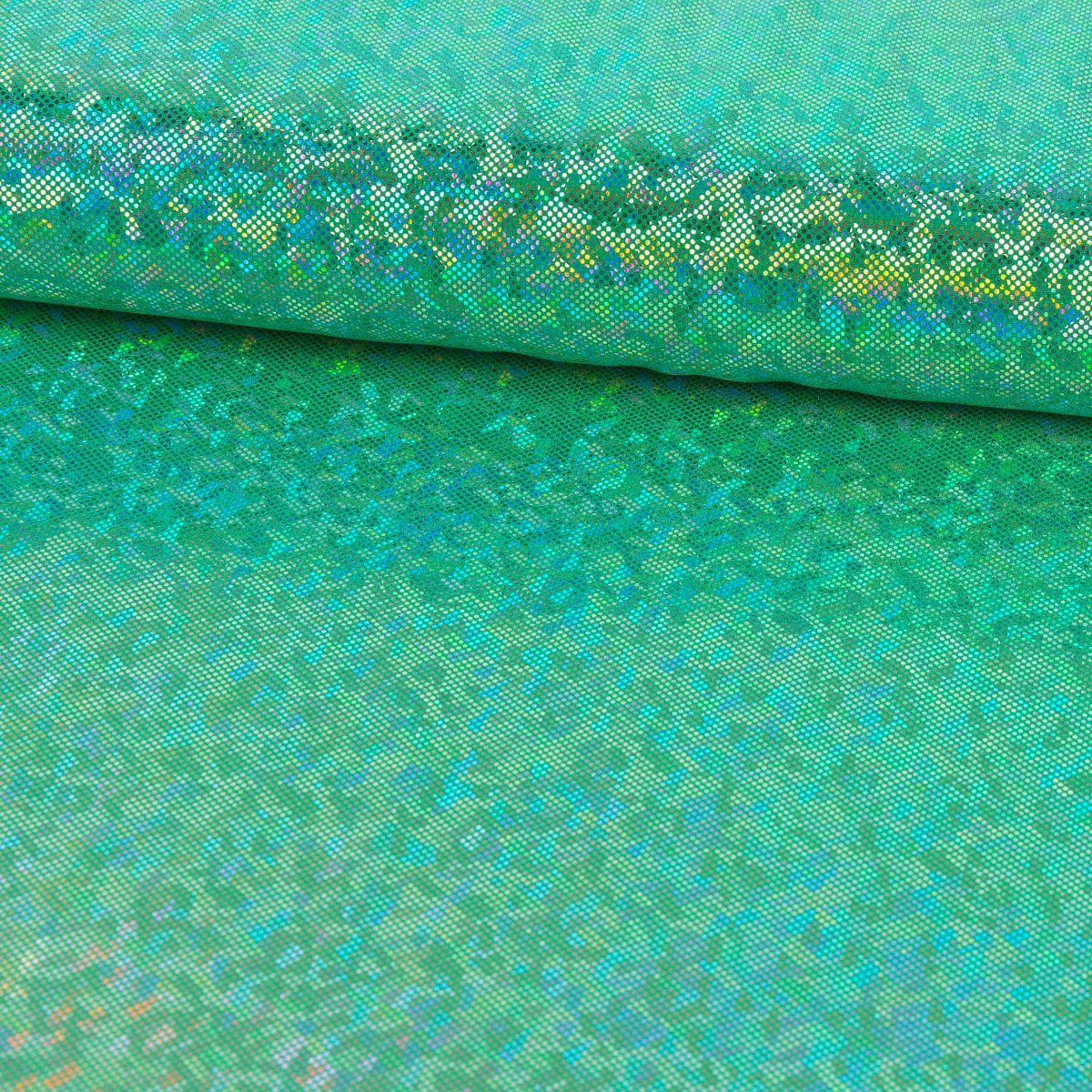 SCHÖNER LEBEN. Stoff Jerseystoff Meterware Stretch Glitzer holografisch uni grün 1,5m, mit Metallic-Effekt