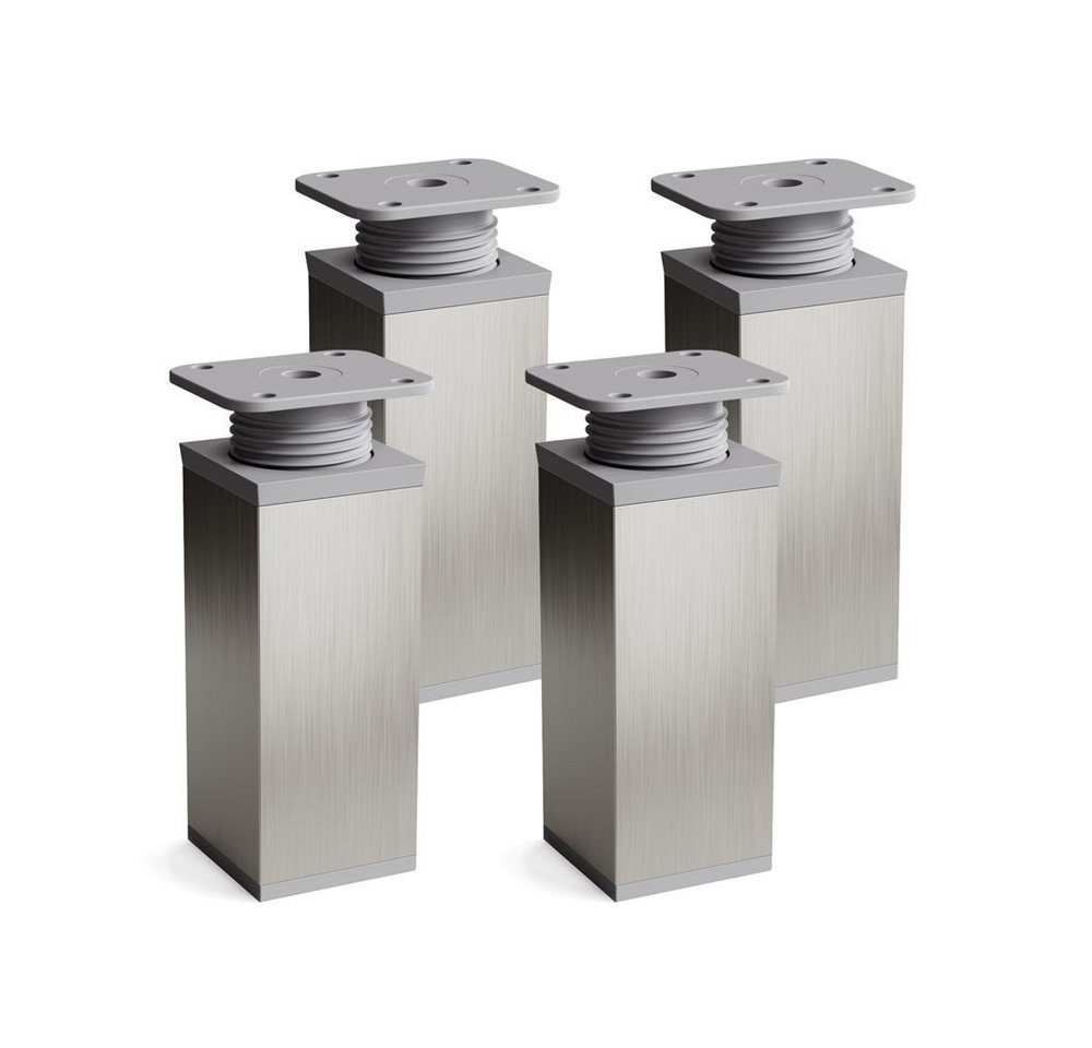 sossai® Möbelfuß Design-Möbelfüße, 4er & 8er Set, höhenverstellbar MFV1, Farbe: Inox/G, (4-St), Farbe: Inox/Grau