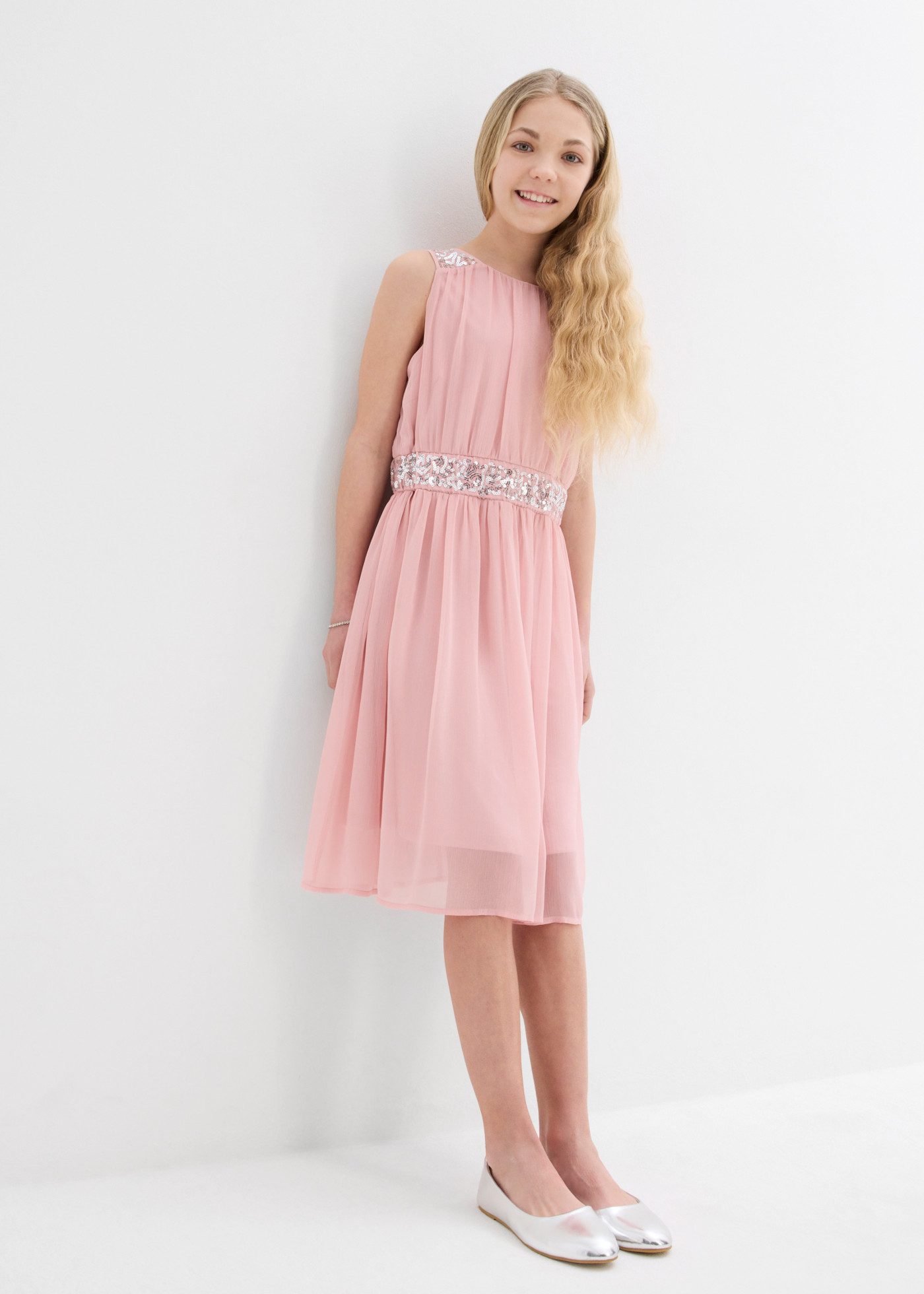 bonprix Chiffonkleid aus Chiffon, mit elastischem Bündchen, gefüttert