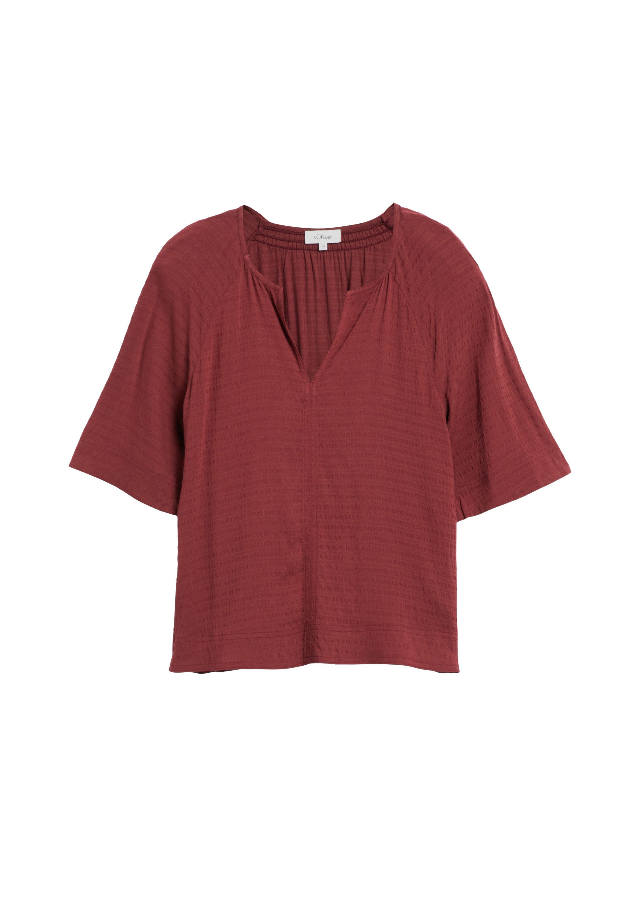 s.Oliver Kurzarmbluse Bluse Gecrêpte Bluse aus Viskosemix