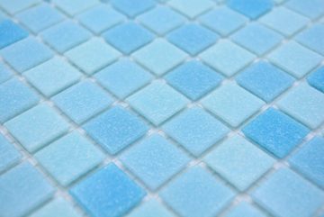 Mosani Bodenfliese Glasmosaik Mosaikfliesen hellblau Poolmosaik