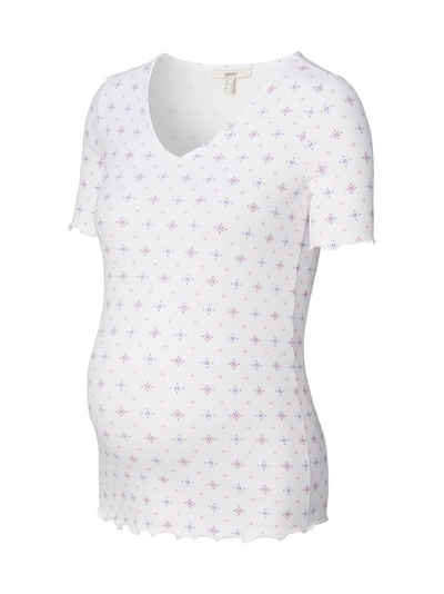 ESPRIT maternity Umstandsshirt T-Shirt mit V-Ausschnitt und Print, Bio-Baumwolle