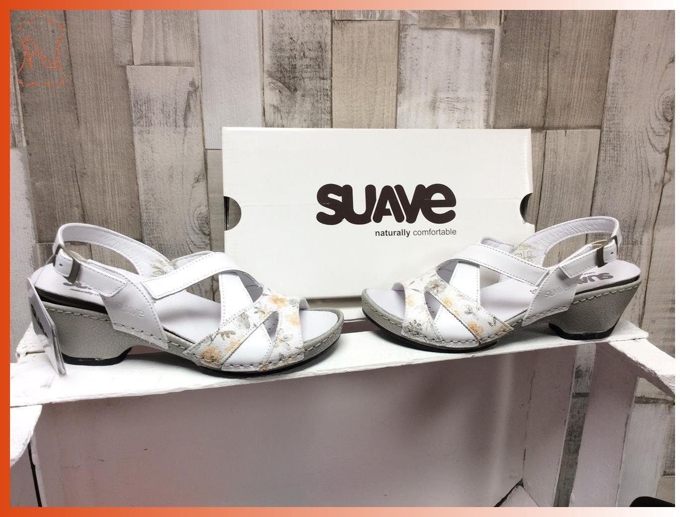 Suave Absat Damen herausnehmbare 3,5 weiß-grau, Sandalette cm suave Sandale Innensohle,