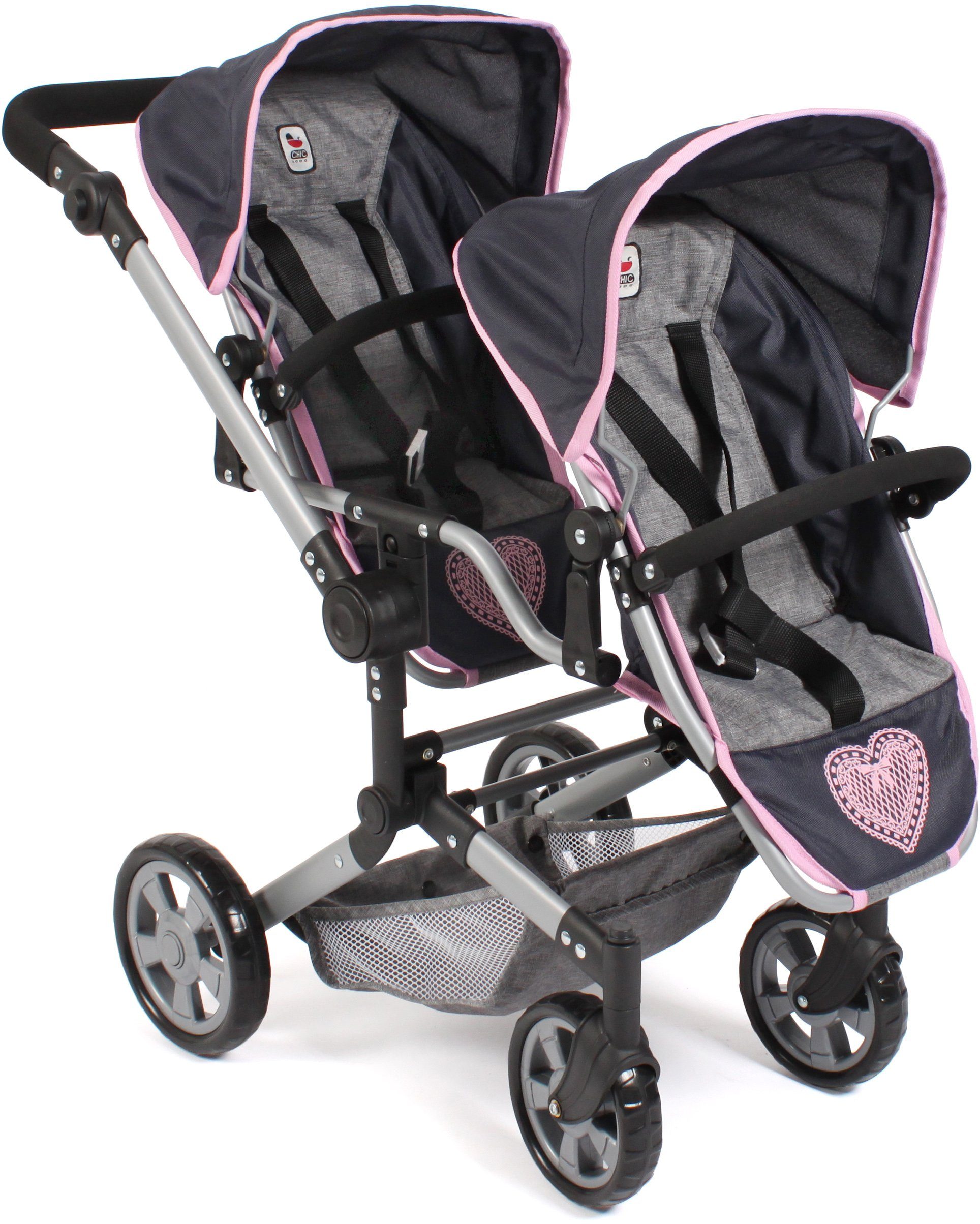 CHIC2000 Puppen-Zwillingsbuggy Linus Duo, mit zwei abnehmbaren, bis in Liegeposition verstellbaren Sportsitzen