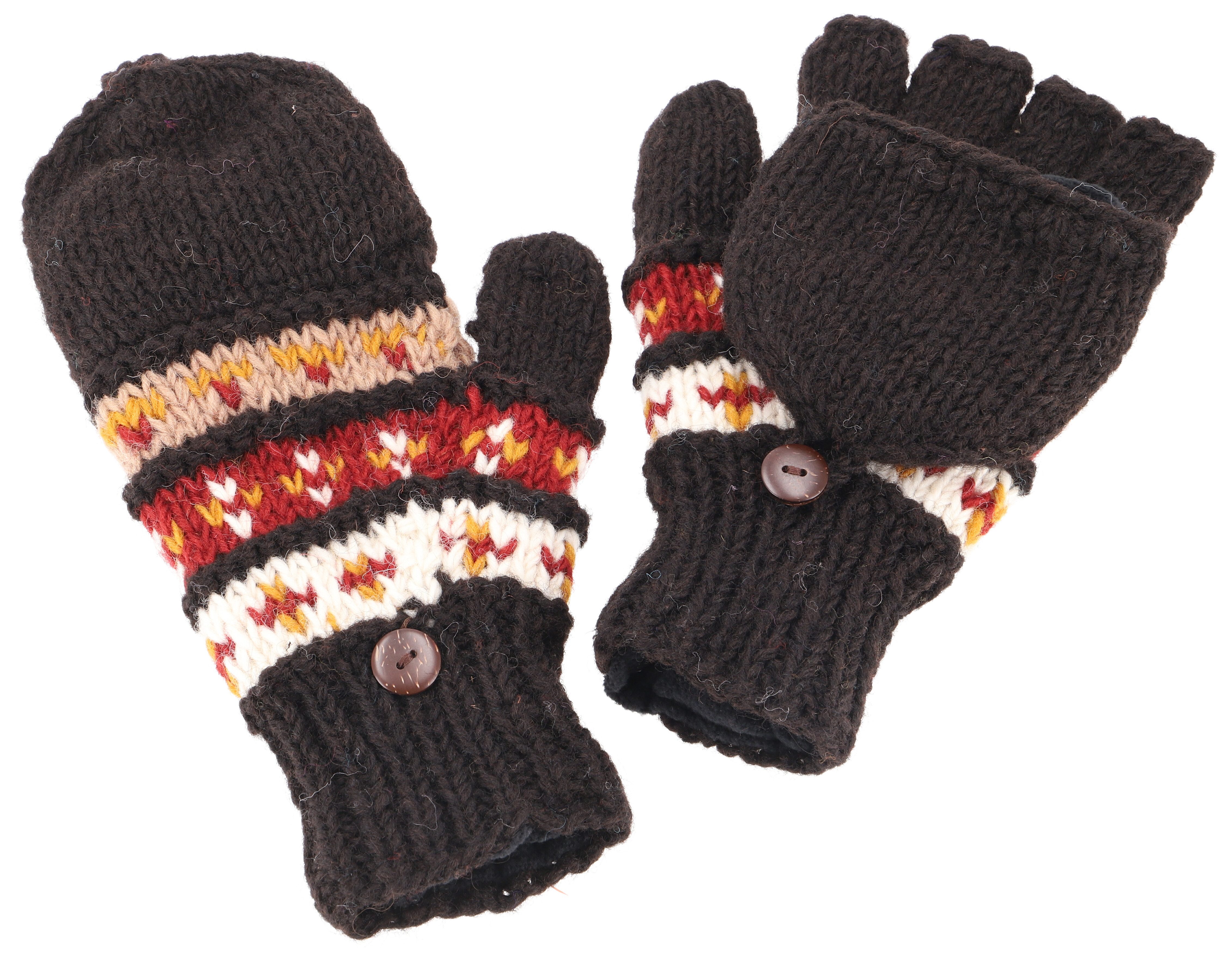 Guru-Shop Strickhandschuhe Handgestrickte Handschuhe, Klapphandschuhe..