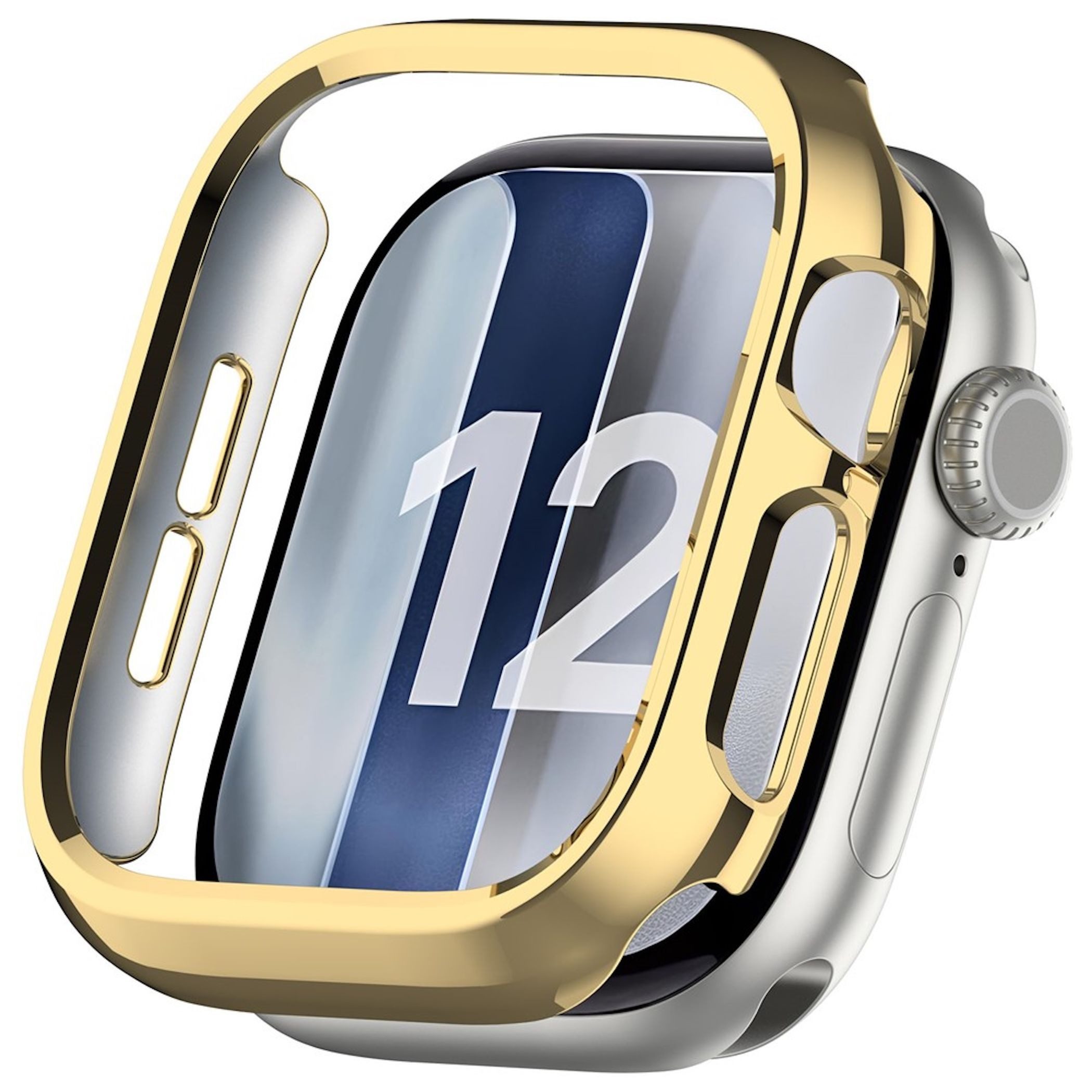 Wigento Smartwatch-Hülle Kunststoff für Apple Watch Series 12 42mm Schutz Halbabdeckung Gold, Halbabdeckung, leicht