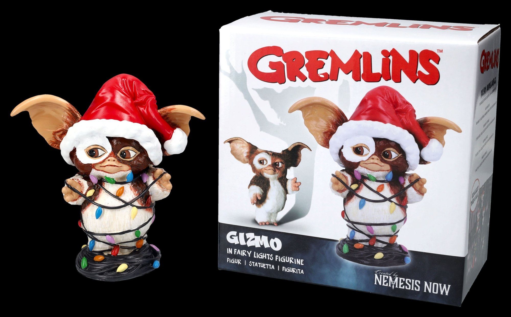 Figuren Shop GmbH Dekofigur Gremlins Figur - Gizmo mit Lichterkette - Nemesis Now - Weihnachten