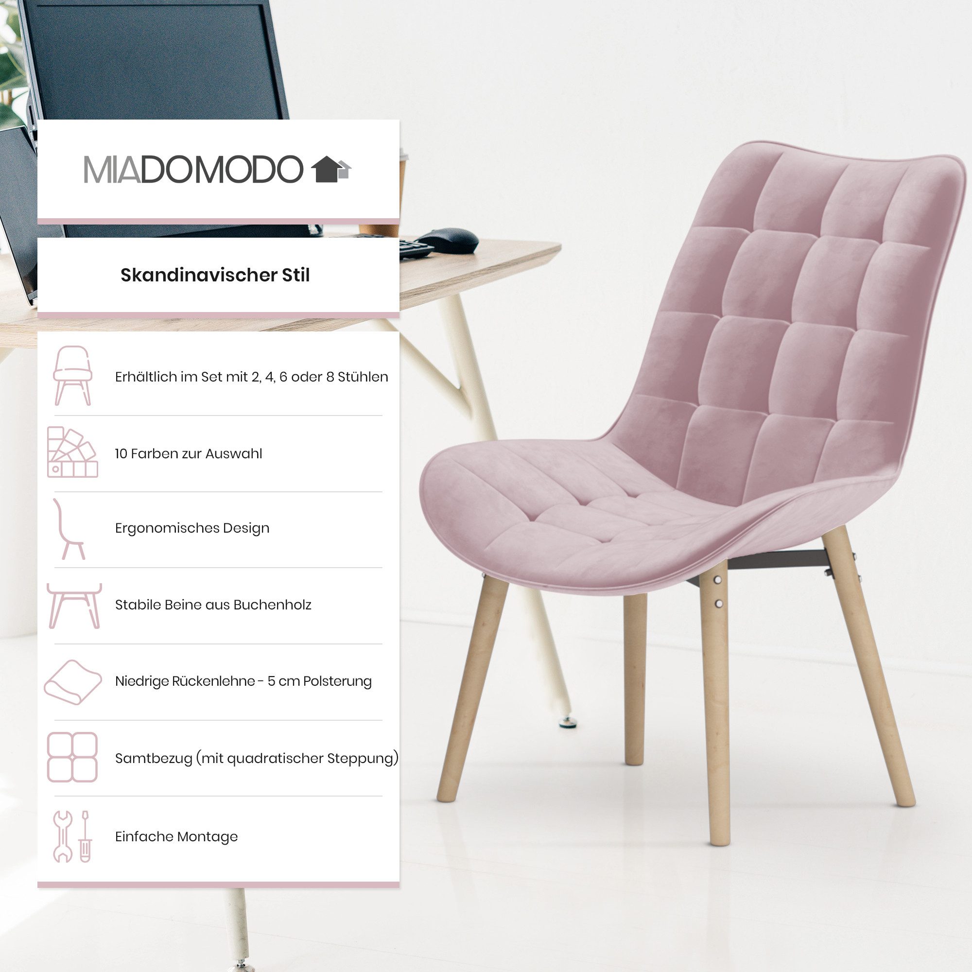 MIADOMODO Esszimmerstuhl Esszimmerstühle Wohnzimmerstühle Küchenstuhl Samt günstig online kaufen