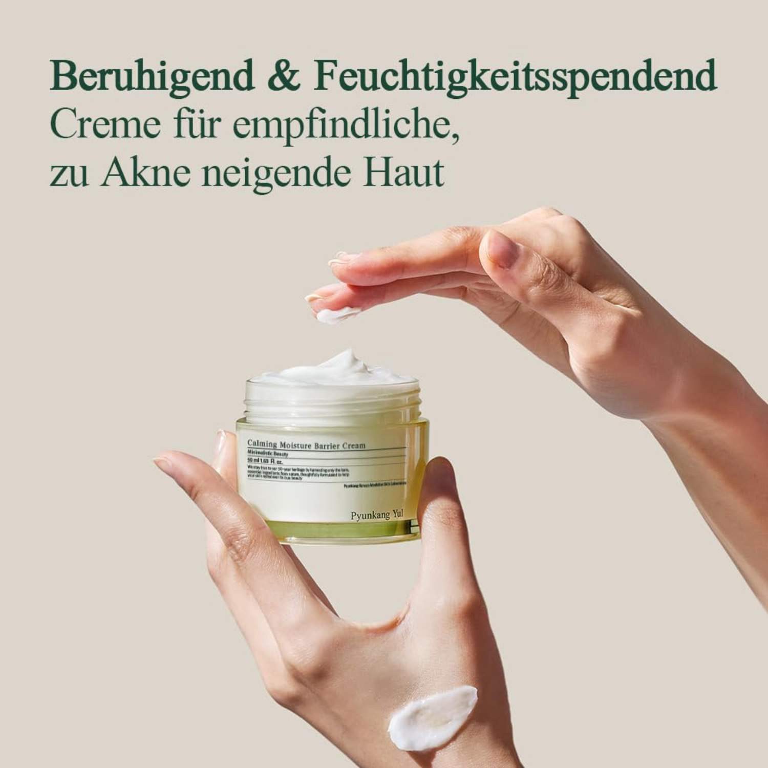 Pyunkang Yul Tagescreme Calming Moisture Barrier Cream 50 ml – beruhigende Feuchtigkeitscreme für empfindliche Haut mit Centella, Teebaum & Ceramide NP – stärkt die, Hautbarriere, spendet Feuchtigkeit, leichte pH-ausgewogene Textur