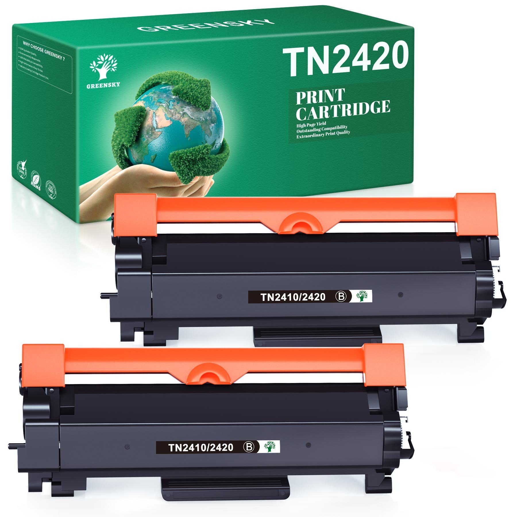 2 TN L2730DW HL-L2350DW MFC-L2710DW L2710DN 2410 bis TN2420 Seiten), Greensky ca. (Druckleistung L2375DW L2310D für Schwarz TN-2420, Tonerkartusche Kompatible 3000
