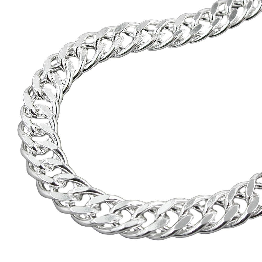 Erario D'Or Silberkette Zwillingspanzerkette diamantiert Silber 925 55 cm,  Aus 925 Sterlingsilber gefertigt, diamantiert ,36,6g