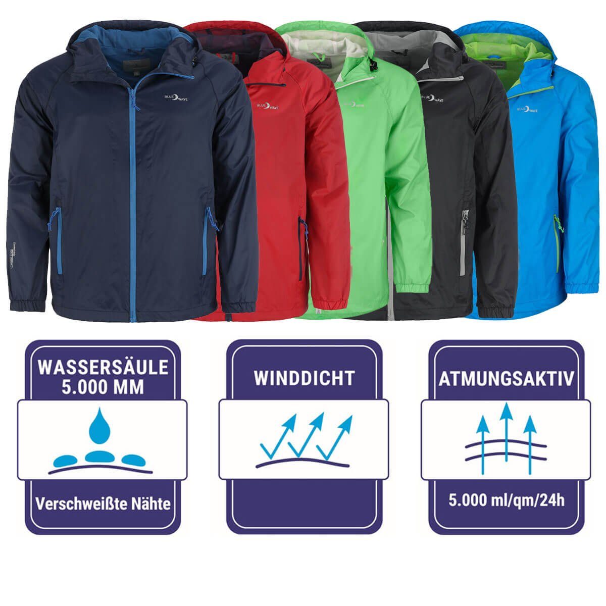 Funktionsjacke Fabian Herren Regenjacke - Wander- & Fahrradjacke inklusive Packsack