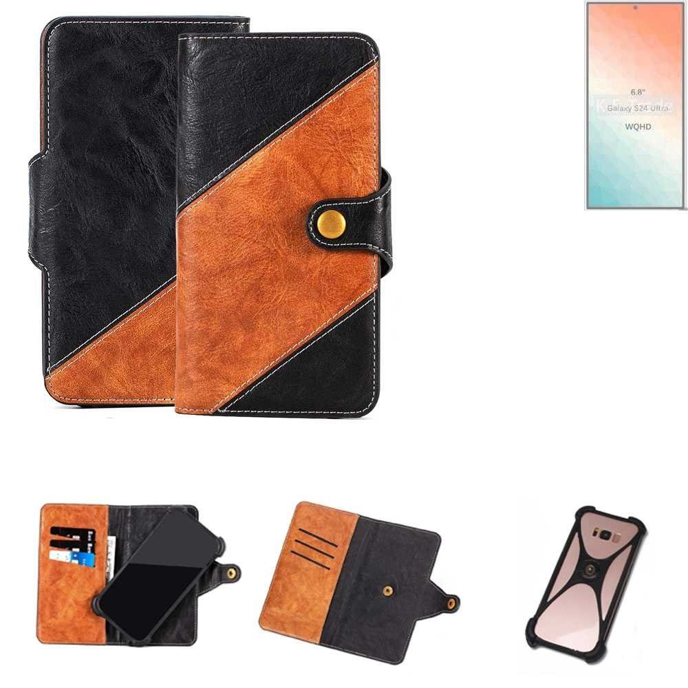 K-S-Trade Handyhülle für Samsung Galaxy S24 Ultra, Handyhülle Schutzhülle  Bookstyle Case Wallet-Case Handy Cover