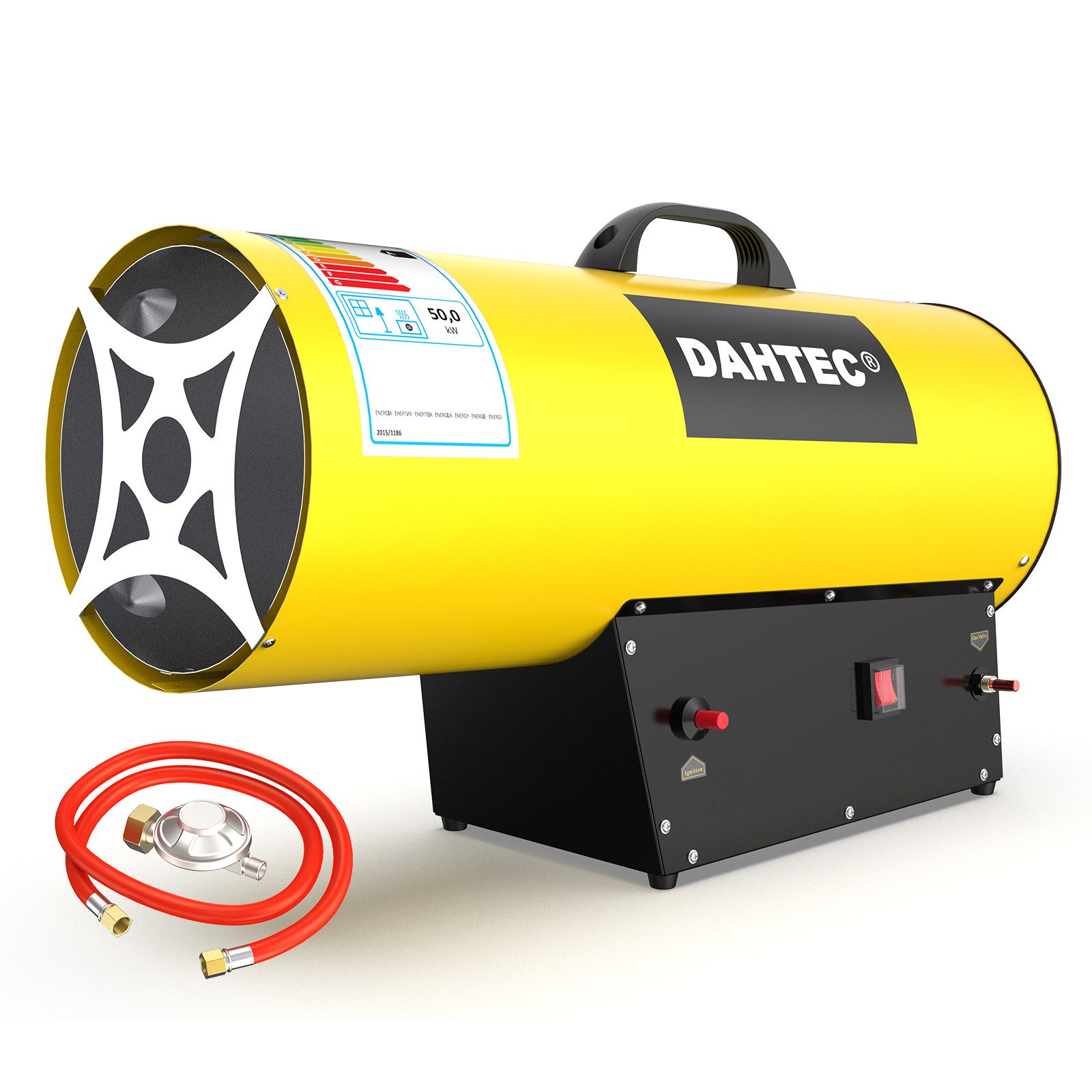 DAHTEC Heizgerät Gasheizgebläse, Tragbar Heizkanone, Gasheizer, Bauheizer, 50000 W, Luftmenge 1000 m³/h, für Baustelle, Garage