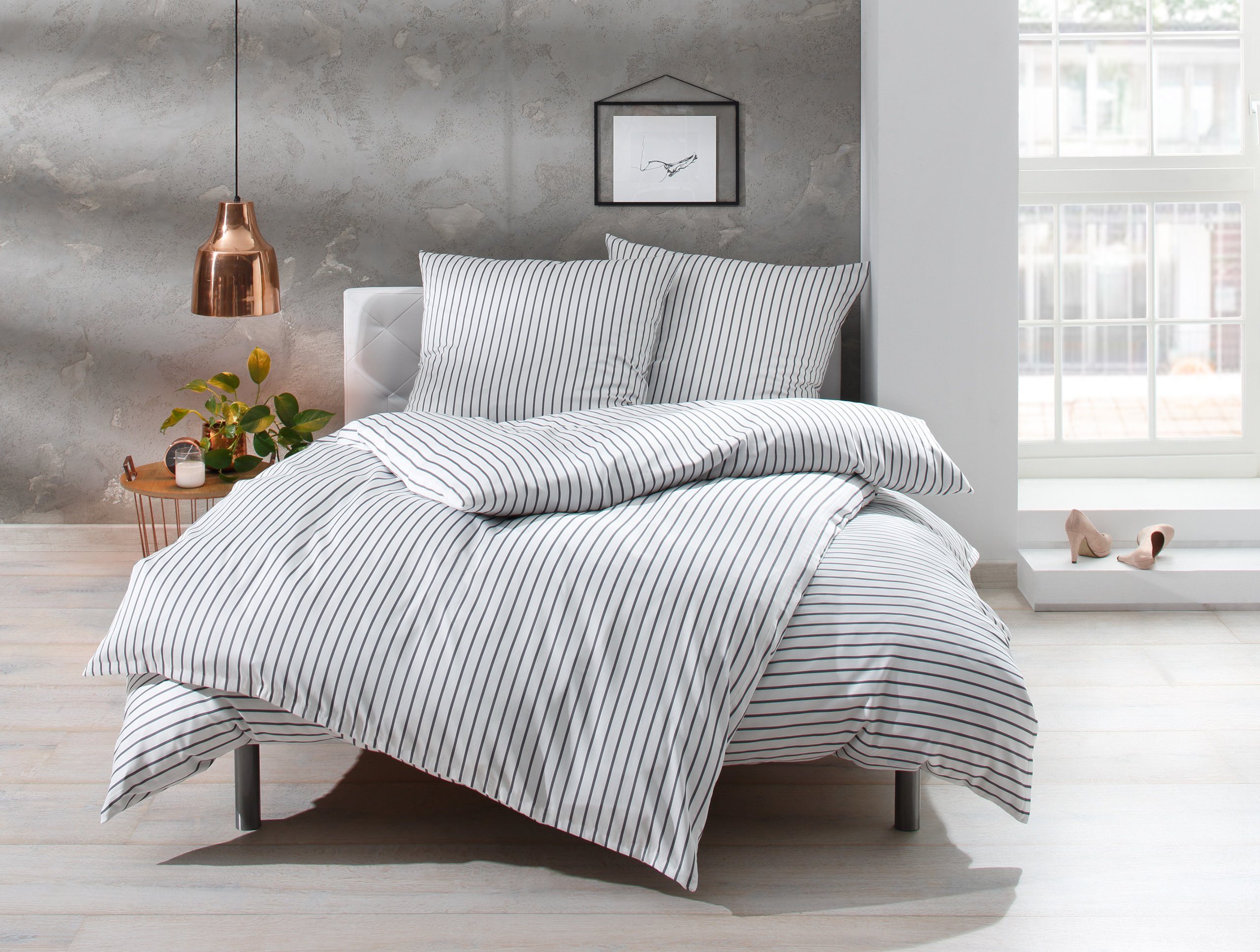BETTWAESCHE-MIT-STIL Bettwäsche Mako Satin Bettwäsche Streifen günstig online kaufen