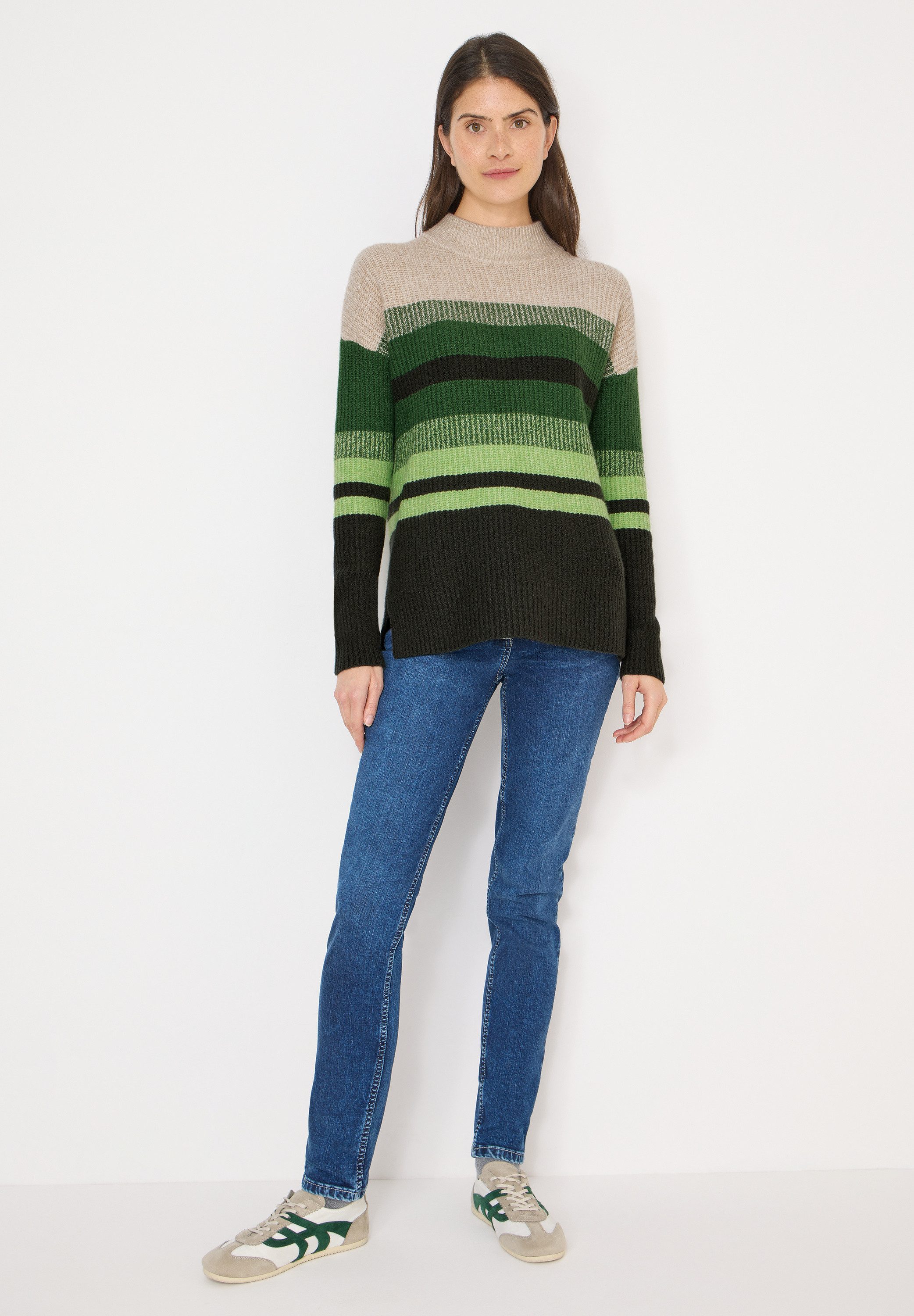 CECIL Stehkragenpullover im Streifendesign