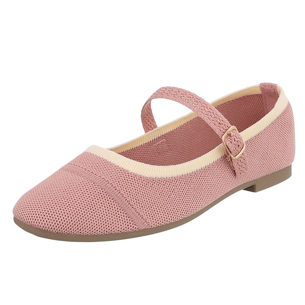 Ital-Design Bequeme Ballerinas mit Riemenverschluss für Damen Schnürpumps (91512211) Blockabsatz Riemchenballerinas in Altrosa