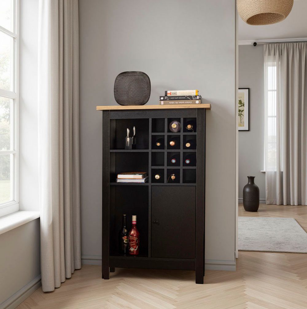 Inter Link Highboard Helina, mit 12 Flaschenfächern & Stauraum, Hochschrank, modern (1 St), Hochkommode, Weinschrank, Weinregal, BxTxH: ca. 76,8 x 33 x 124,4 cm