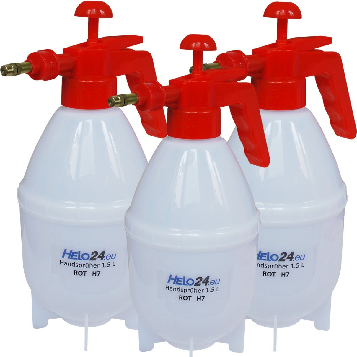 HELO24 Sprühflasche Handsprüher Druck Pump Garten Pflanzen Sprüher Flasche 1,5L 3x H7, (3-tlg), 3x 1,5 L Drucksprüher mit verstellbarer Düse, 1 bar
