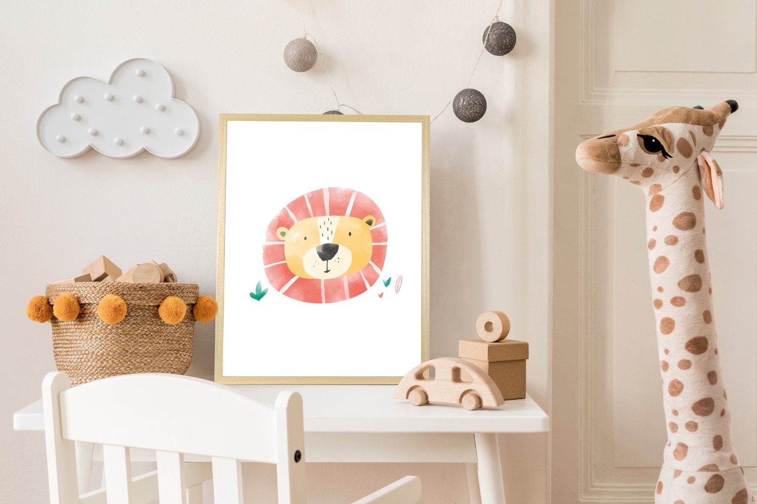 Bild mit Rahmen Löwengesicht