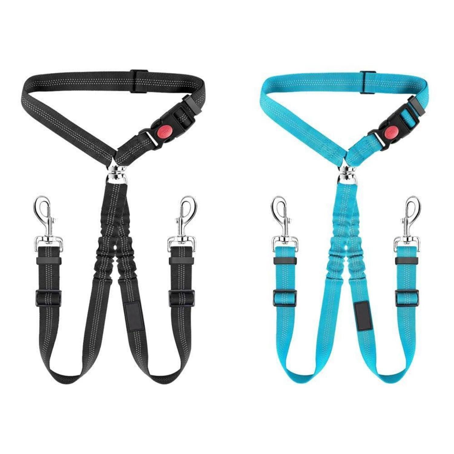 LuxusKollektion Autohundegeschirr Hundegurt Auto 2in1 Schwarz/Blau, Textil