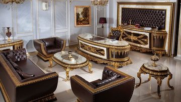 Casa Padrino Beistelltisch Luxus Barock Beistelltisch Weiß / Dunkelbraun / Gold - Prunkvoller Massivholz Tisch im Barockstil - Barock Möbel - Edel & Prunkvoll