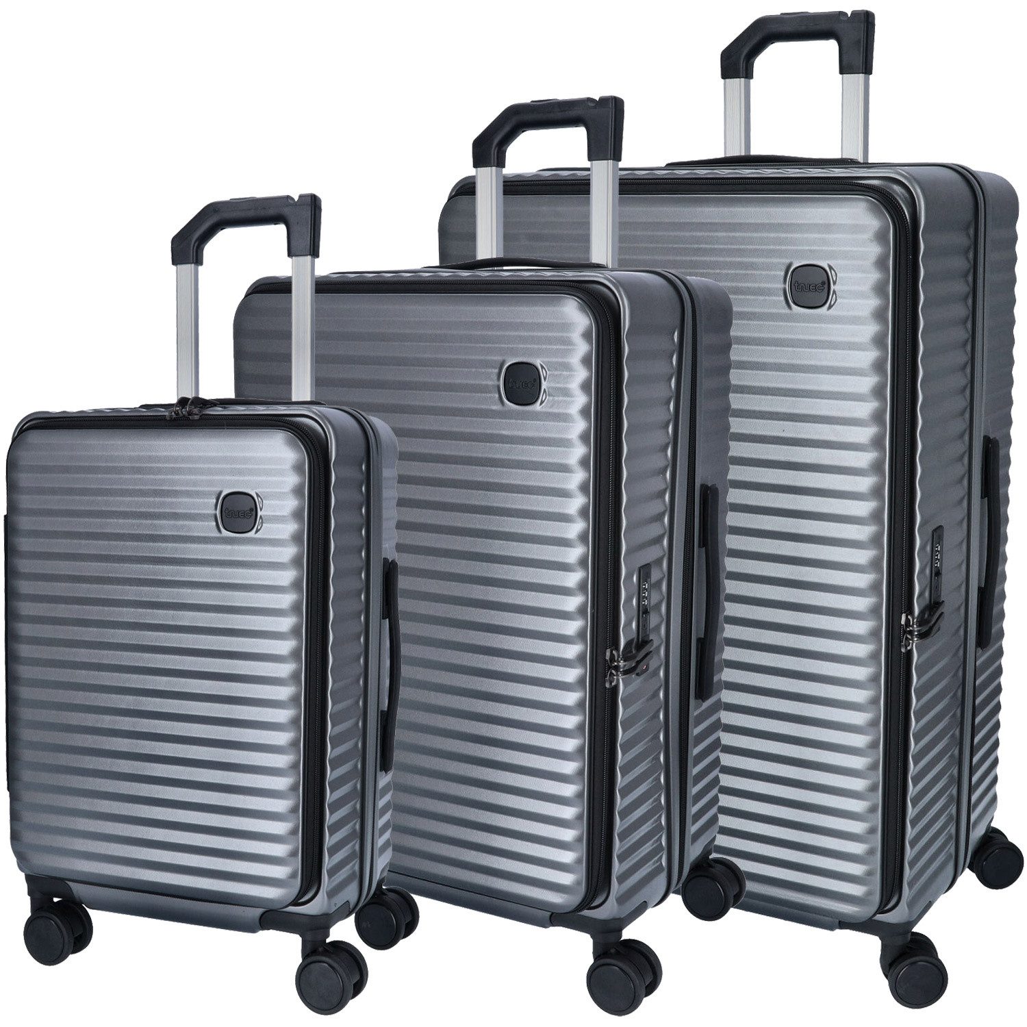 TheTrueC Koffer TheTrueC 4 Rollen Trolley 3er Set S/M/L - MONACO grey, 4 Rollen Rollen