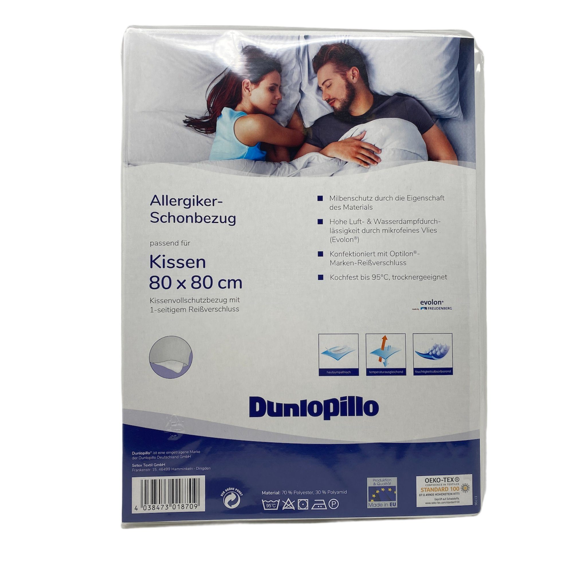 Kissenbezüge »Dunlopillo Allergiker Schonbezug für Kopfkissen 80x80cm  Kissenvollschutz Bezug«, Dunlopillo (1 Stück)