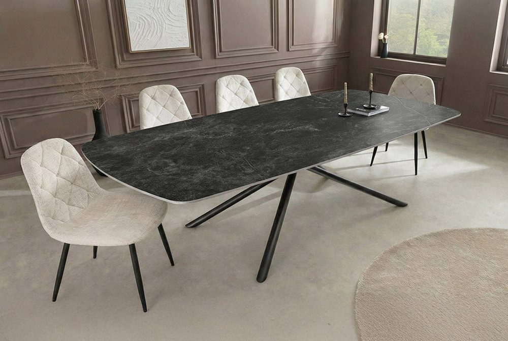 riess-ambiente Esstisch OSAKA 160cm anthrazit - Keramik, Metall, Sterngestell, Marmordesign (Einzelartikel, 1-St), Moderner Familientisch - ideal f. Wohnzimmer & -küchen oder Essbereich