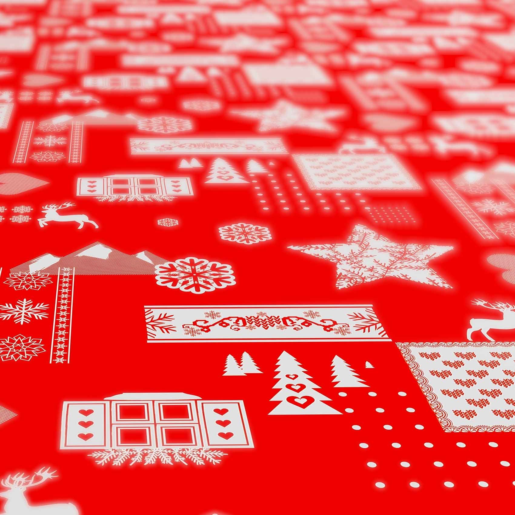 Breite, Rot Tischdecke Weihnachten Wachstuch Geprägt Tischdecke Wasserabweisend ANRO Robust
