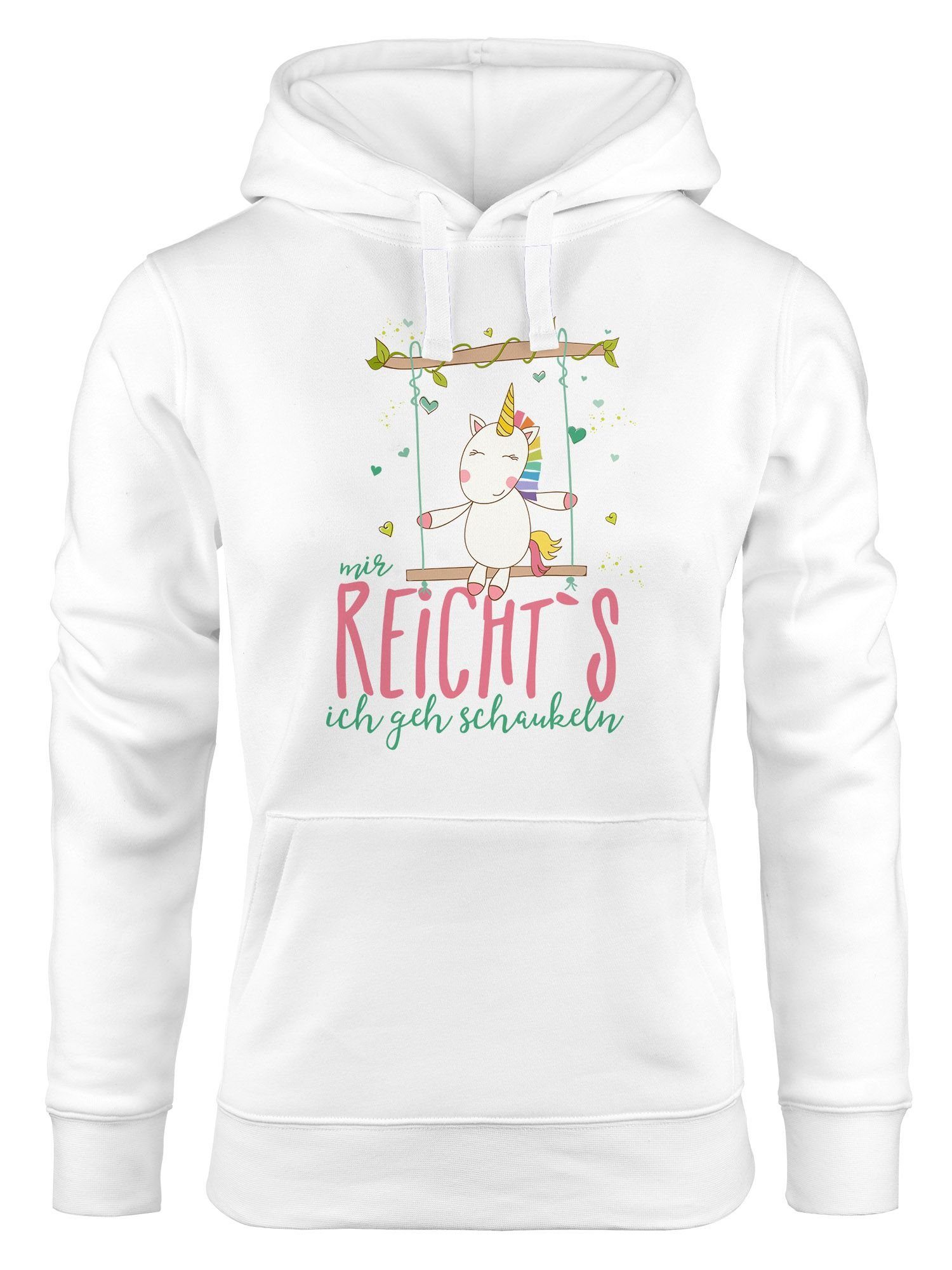 MoonWorks Hoodie Damen Kapuzen-Pullover Hoodie Einhorn auf Schaukel Mir reicht`s ich