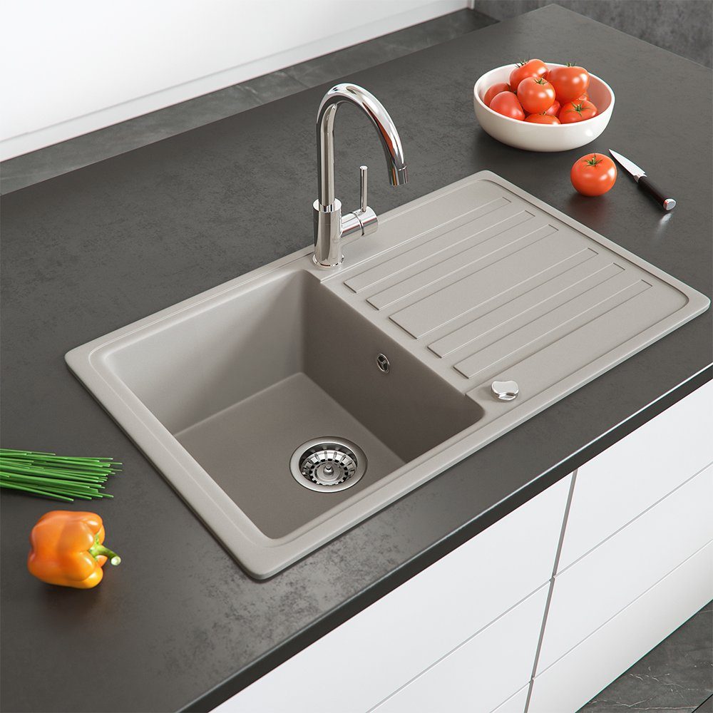 Bergström Spüle Küchenspüle Einbauspüle Spülbecken Granit Beige 577x418mm 