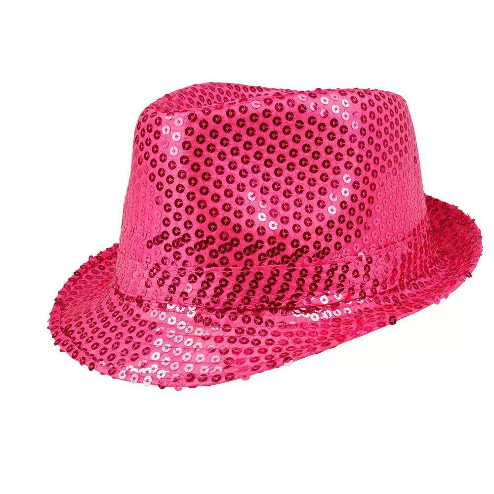 Boland Kostüm Pailletten-Hut glitzernd Popstar Hut Auswahl für Karneval Disco Party, farbenfrohes Basic-Accessoire für Karneval, Disco und Festivals