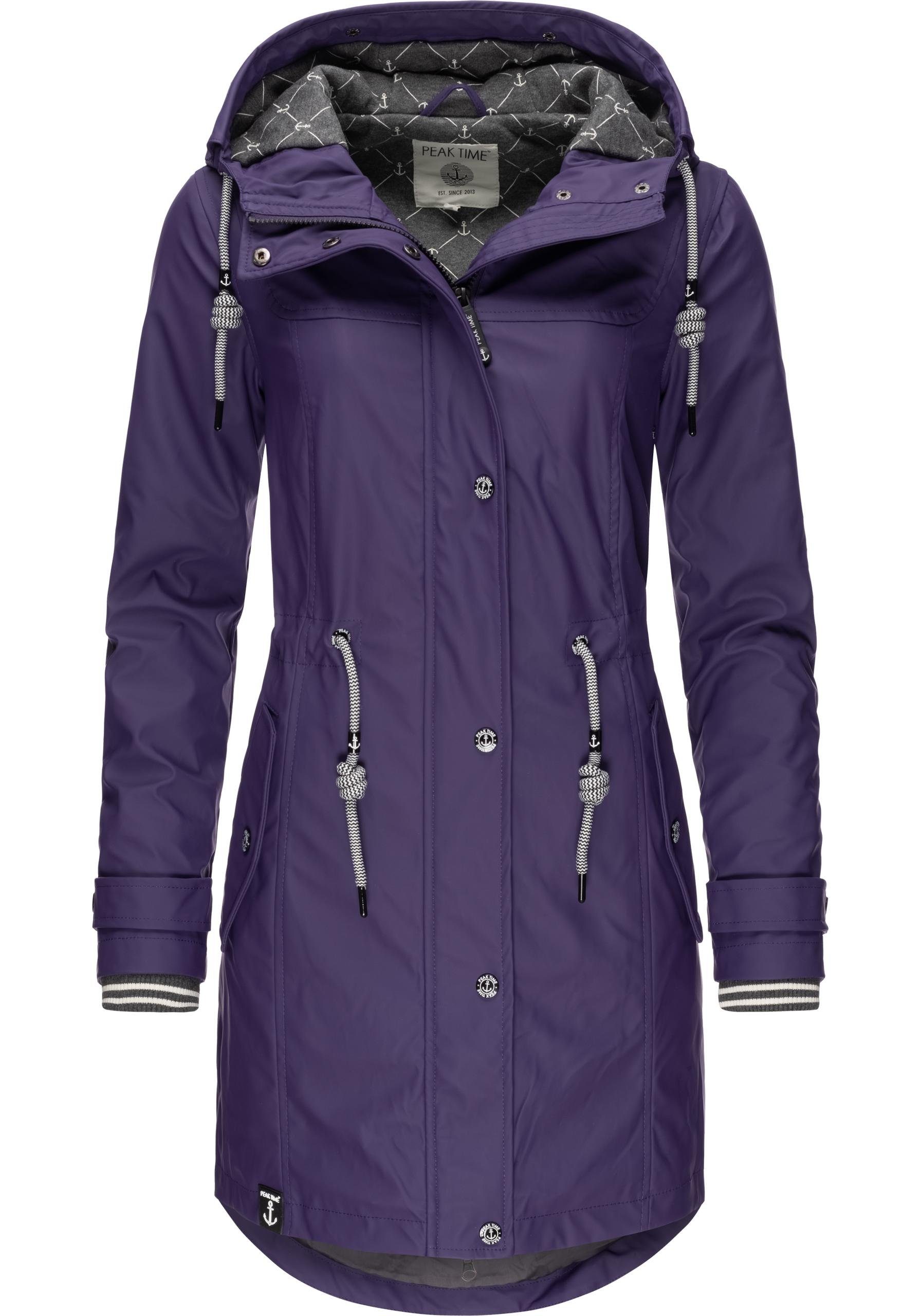 PEAK TIME Regenjacke L60042 stylisch taillierter Regenmantel für Damen