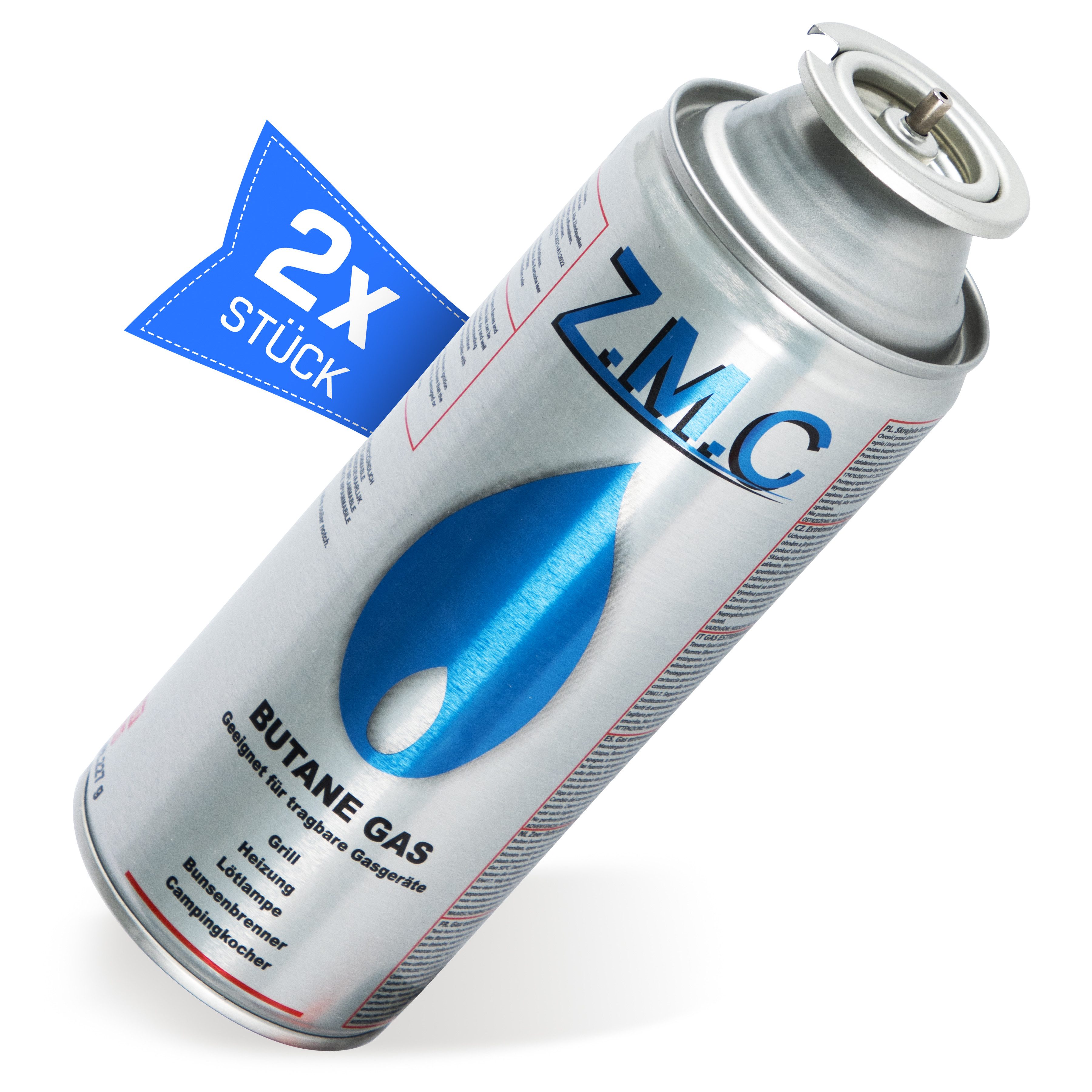 ZMC Gaskartusche Butan Gas Kartusche 227g Butangas Bajonett-Anschluss Gaskartusche, Zubehör für Gaskocher Campingkocher Brenner Gasheizung Gasbrenner, 2 St., MSF-1a Gaskartuschen Campinggas Bunsenbrenner Campingkocher