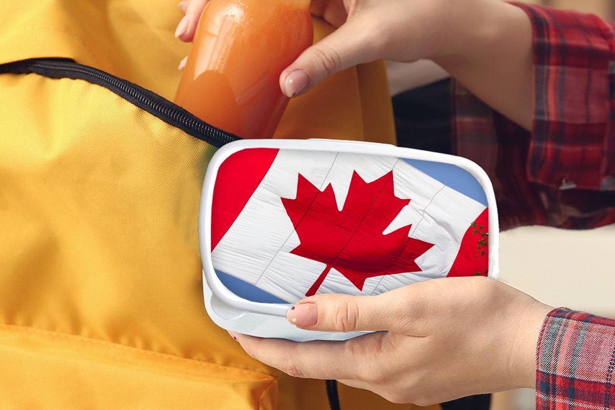 Flagge Riesige Lunchbox Kinder Baumzweigen, (2-tlg), Mädchen und Brotbox Kunststoff, weiß für MuchoWow Erwachsene, für mit kanadische Jungs und Brotdose,
