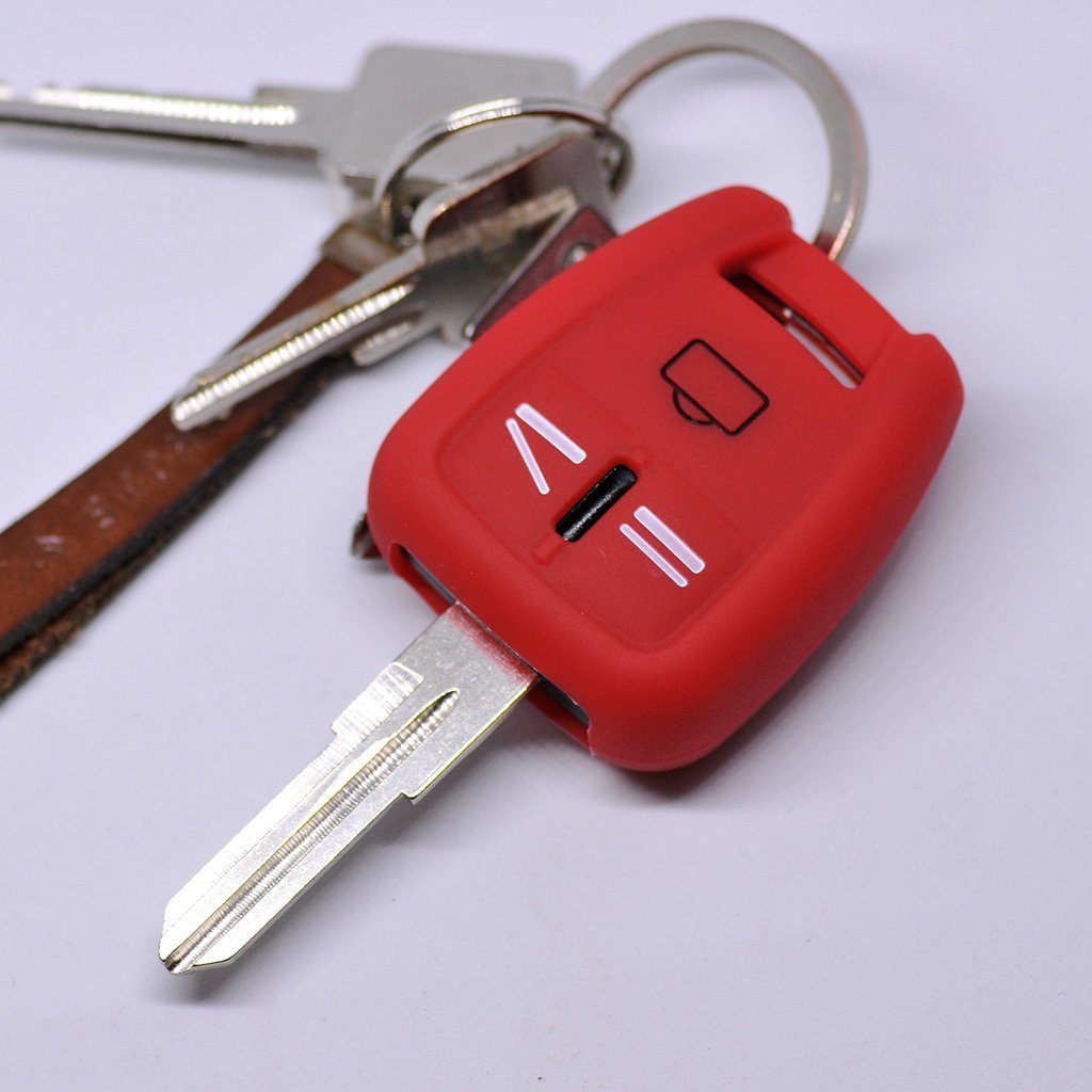 mt-key Schlüsseltasche Autoschlüssel Softcase Silikon Schutzhülle Rot, für OPEL Signum Vectra C Vauxhall 3 Tasten Funk Fernbedienung