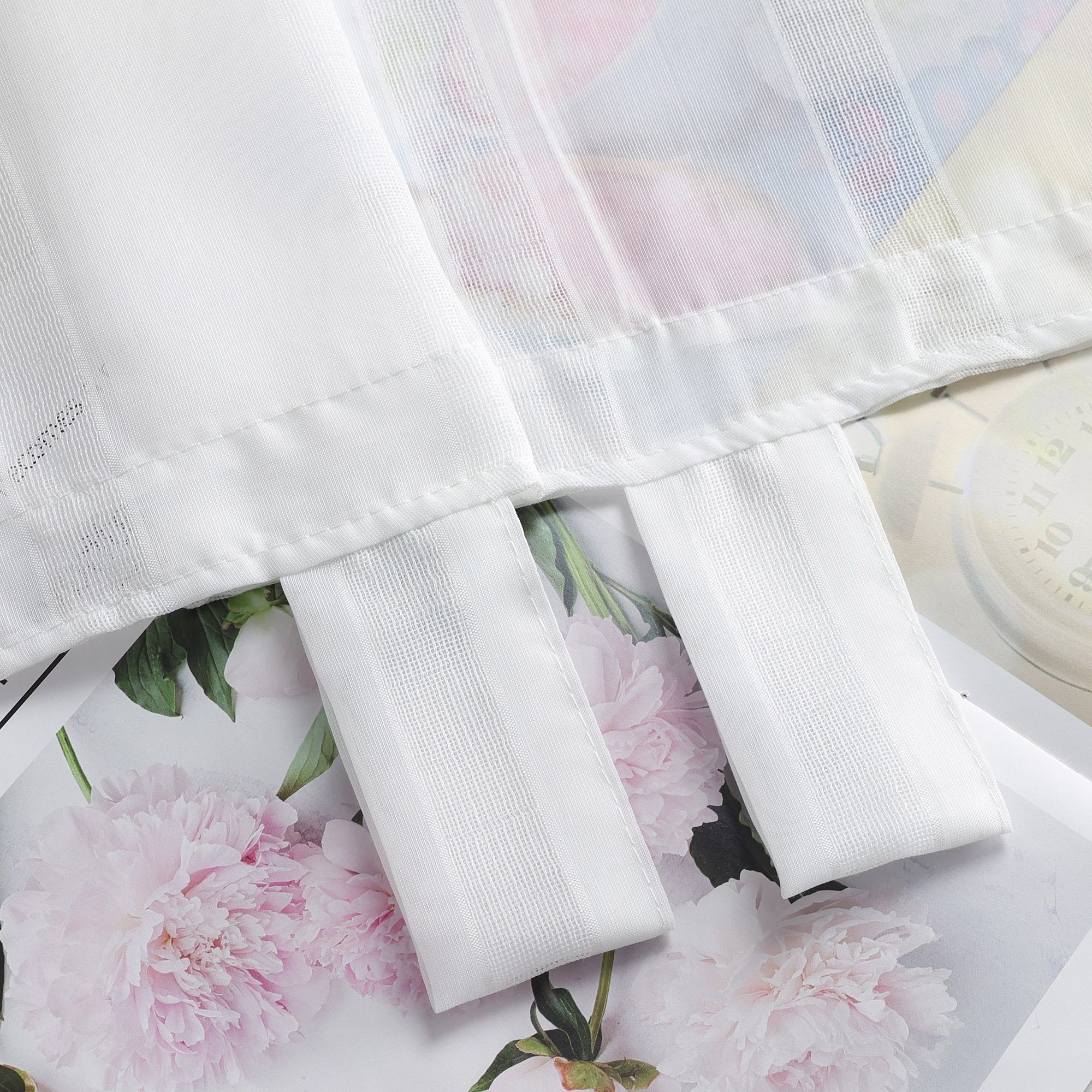 Joyswahl Raffrollo See, mit Schlaufen, für Fenster Voile Uni längsgestreift Gardine