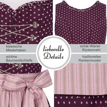 Nübler Dirndl Damen Dirndl midi im Landhausstil, Rocklänge 70cm (Dirndl Set midi THEA, 2-tlg., Dirndl Kleid mit Schürze) Moderne Tracht im bayerischen Stil - Trachtenmode Damen