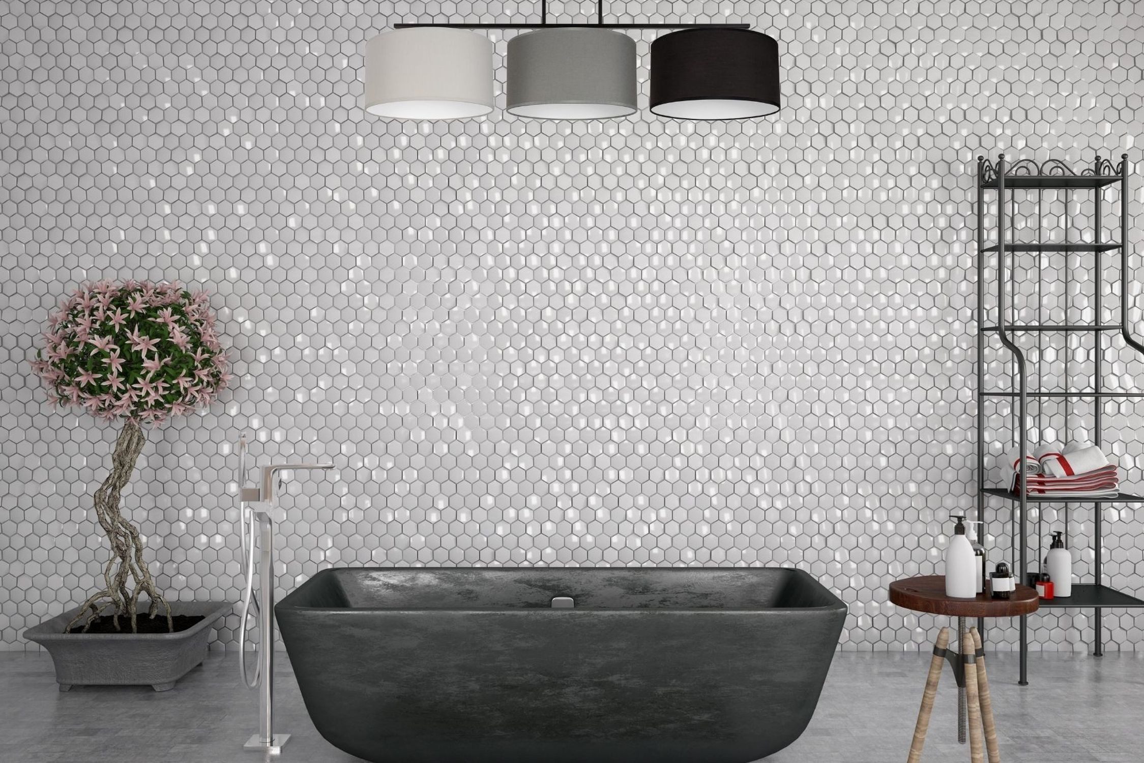 Licht-Erlebnisse Deckenleuchte BIRNO, ohne Leuchtmittel, Stoff Metall E27 Schwarz Grau Graphit 3-flammig länglich Modern