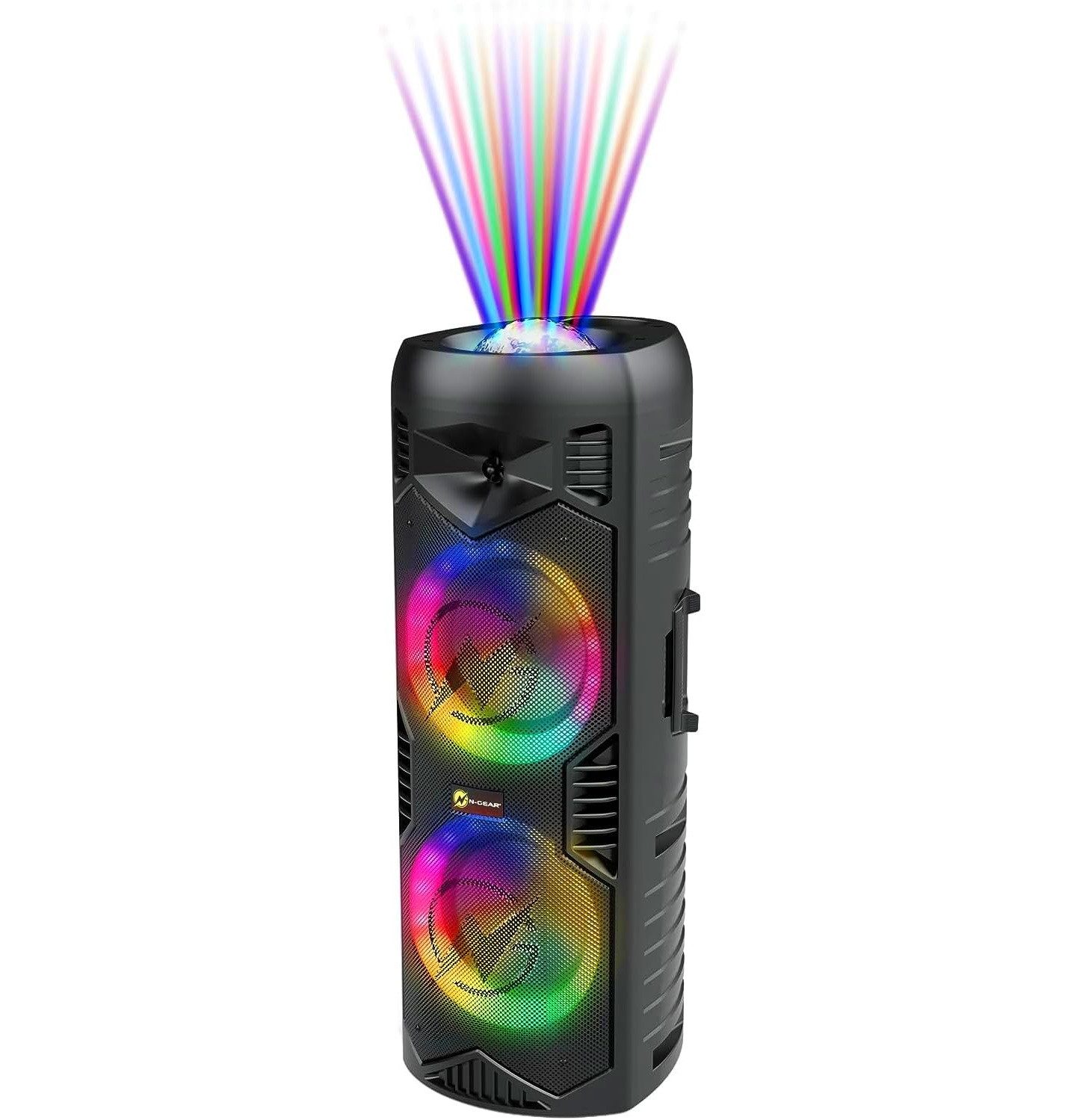 N-GEAR Let's Go Party 5150 Musikbox mit Mikrofon Bluetooth-Lautsprecher (200 W, Powerbank-Funktion, RGB-LED Lichtshow/Projektionslicht)
