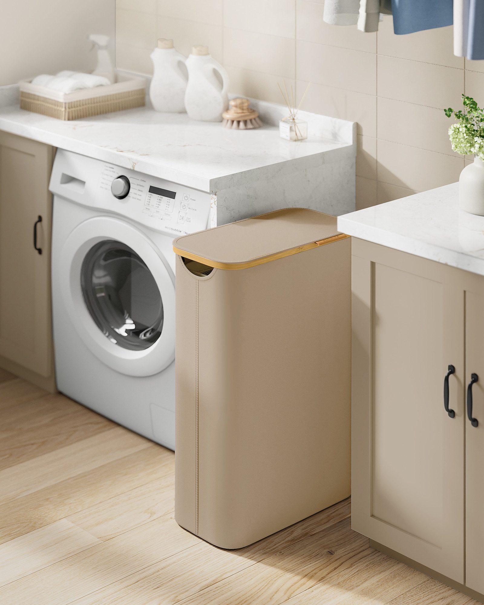 SONGMICS Wäschekorb, Wäschekorb mit Deckel, Wäschesammler 65 L, herausnehmb günstig online kaufen