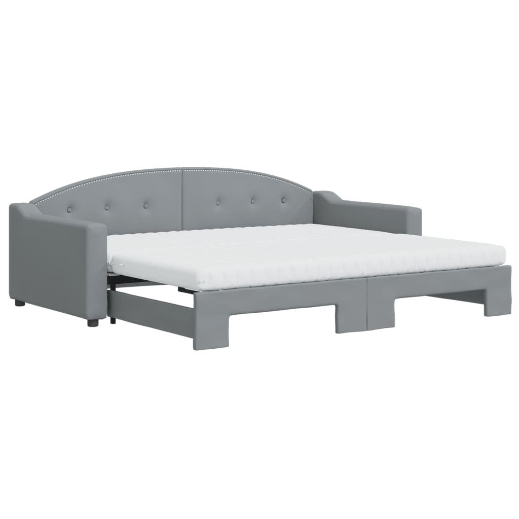 vidaXL Gästebett 90 x 200 cm Gästebett Tagesbett Ausziehbar mit Matratze Hellgrau 90x20