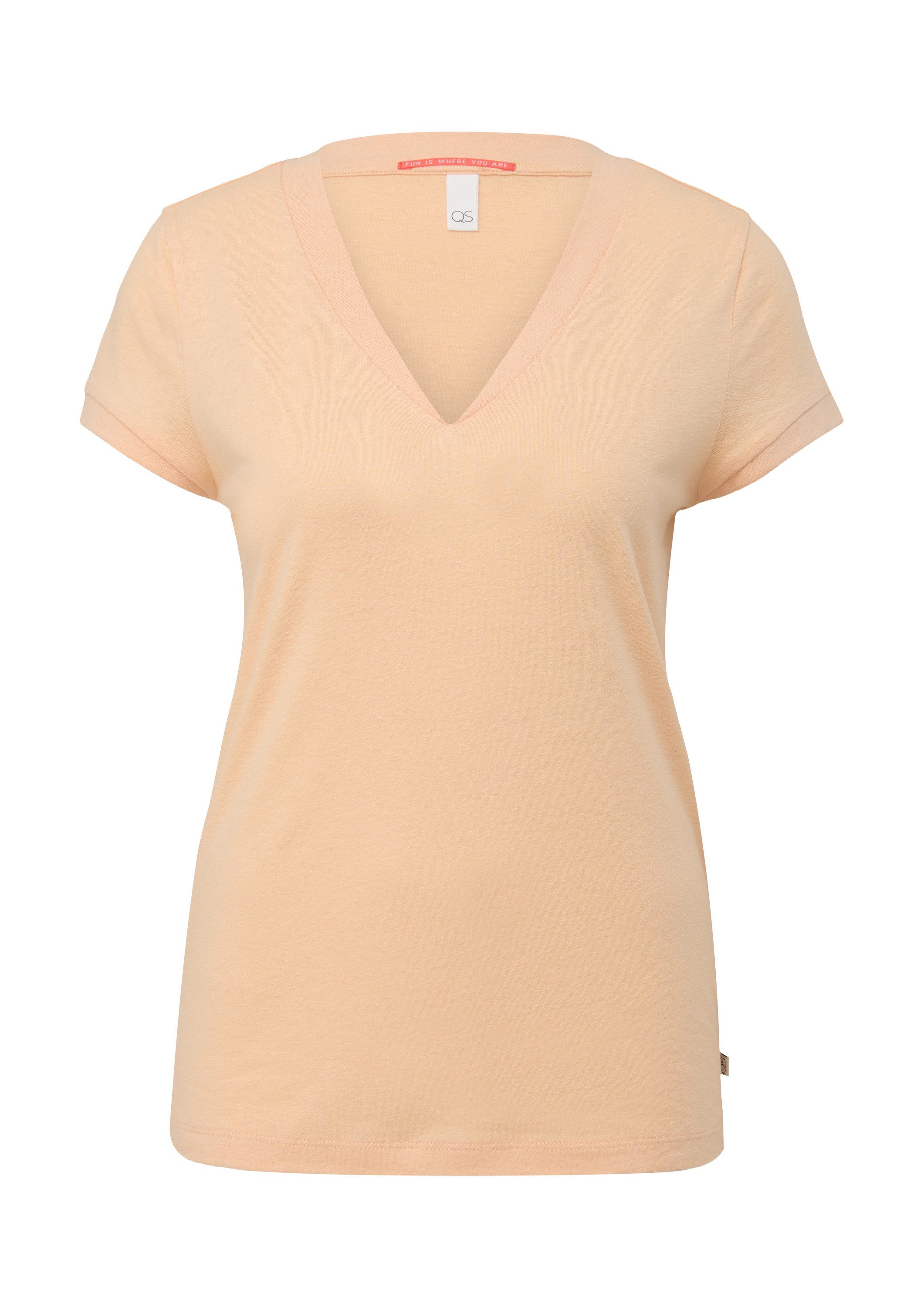 QS Kurzarmshirt T-Shirt T-Shirt mit V-Ausschnitt günstig online kaufen