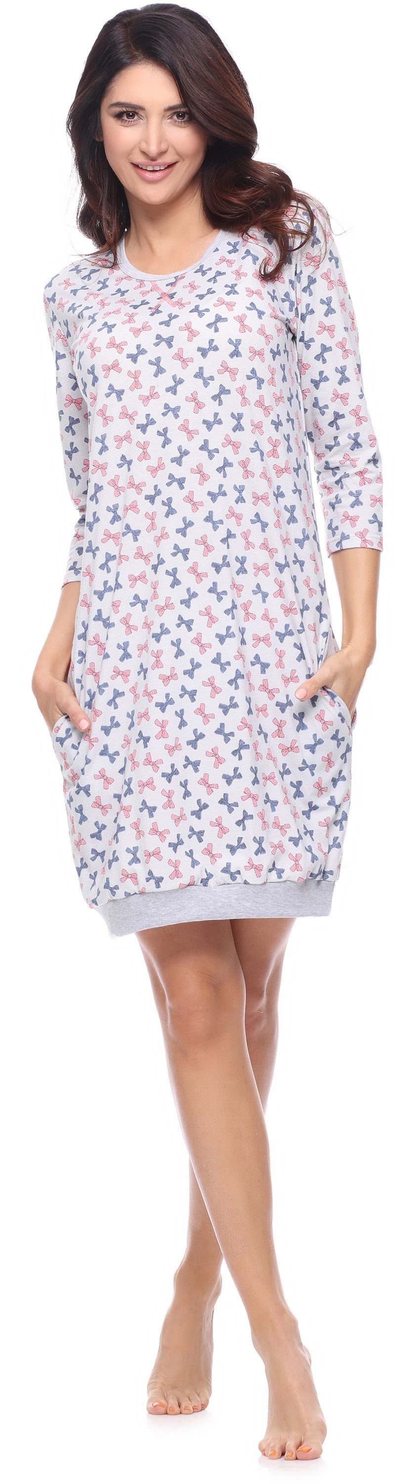 Style Melange Nachthemd Nachthemd Schleife Merry MS10-182 (1-tlg) Damen