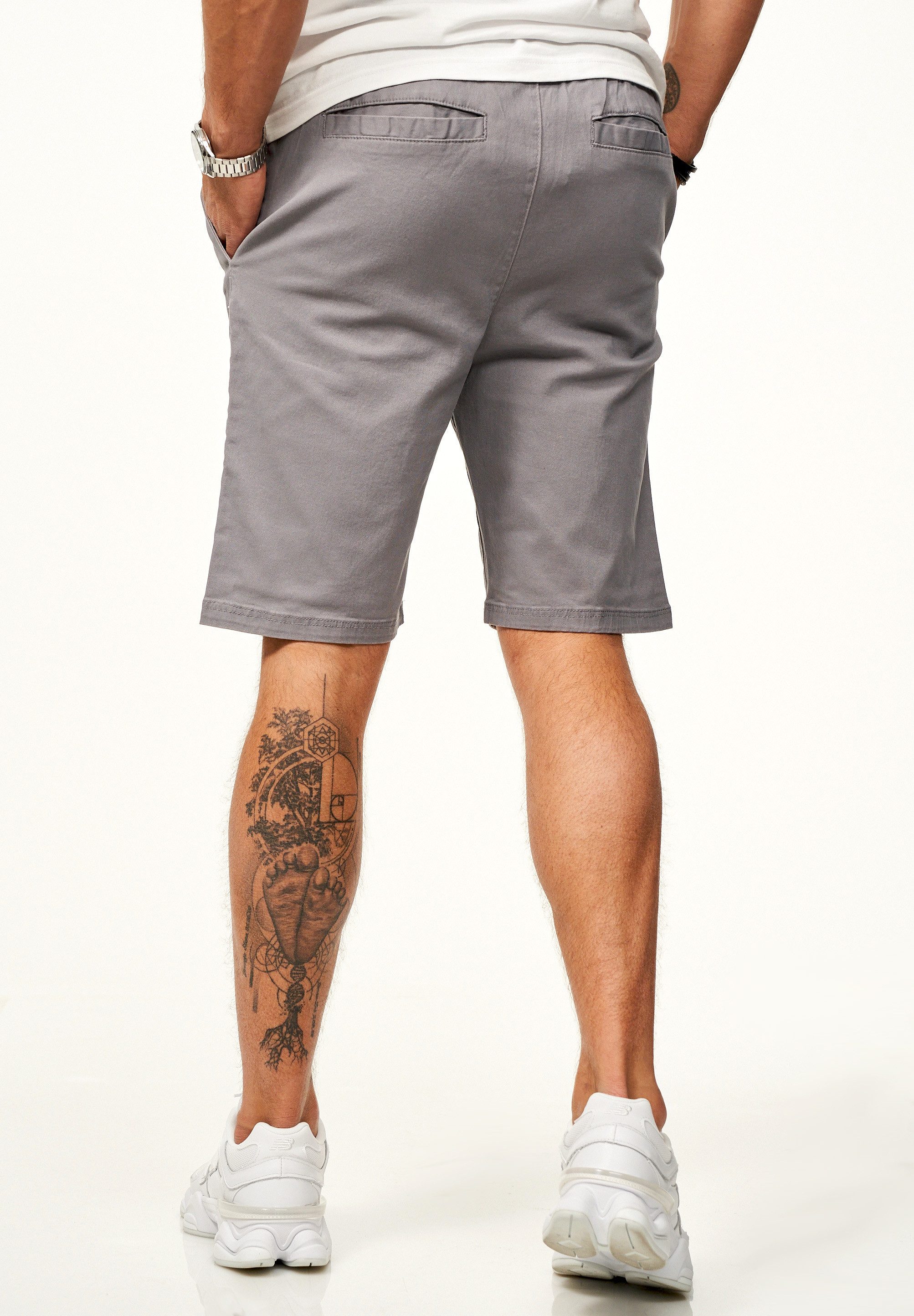 SOULSTAR Chinoshorts mit Gummibund & Tunnelzug - Kurze Hose für Herren Regular-Fit Sommershorts mit Elasthan-Anteil Bermuda & Zipper-Tasche