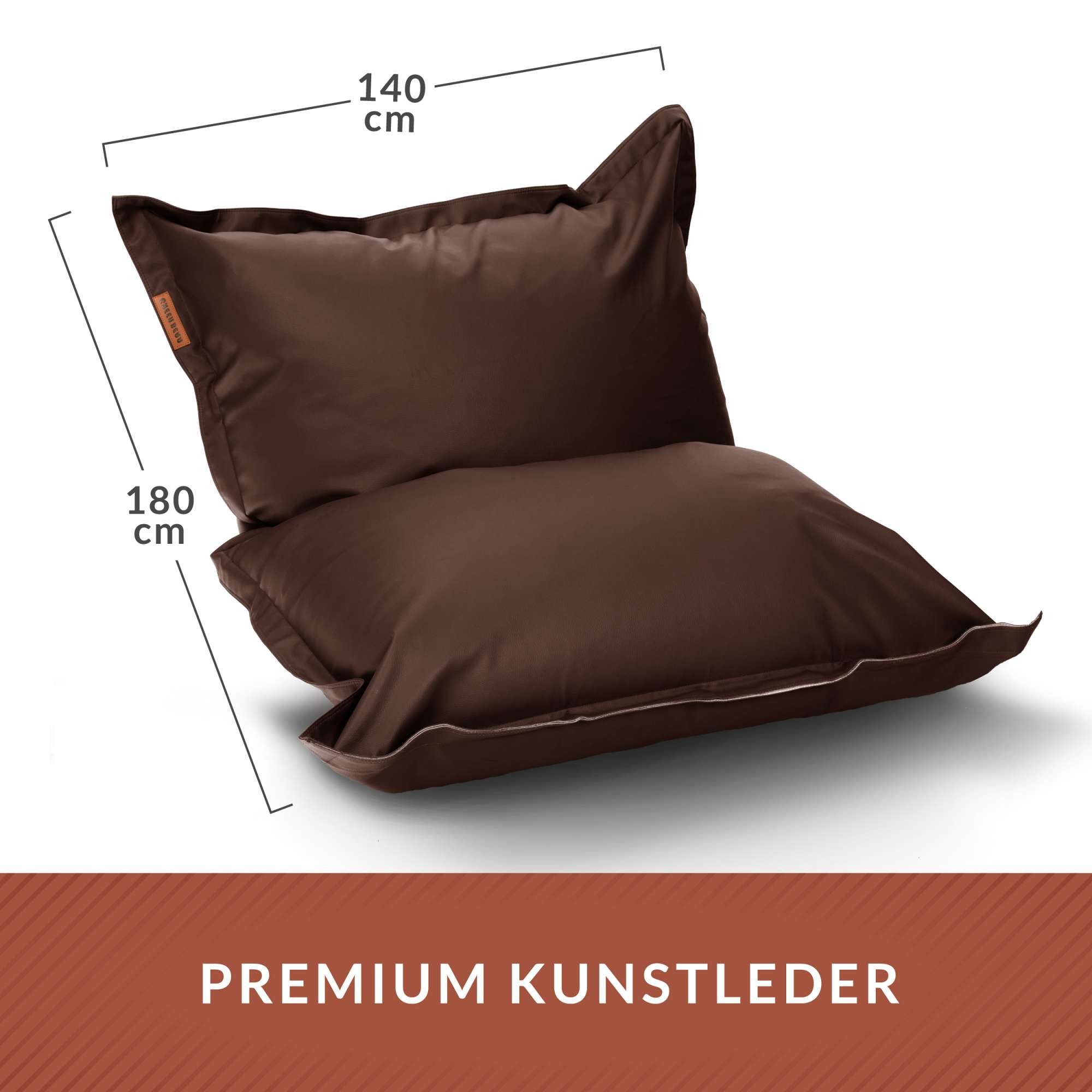 Green Bean Sitzsack Riesen-Sitzsack Kunstleder Square XXL (380 Liter Füllung, Indoor und Outdoor geeignet, abwaschbarer Bezug), Bean Bag Sitzkissen Sitzpuff Sit – Bild 4 von 5