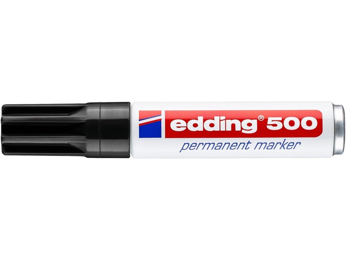 edding Permanentmarker Permanentmarker 500 mit Keilspitze schwarz, nachfüllbar geruchsarm wisch- und wasserfest