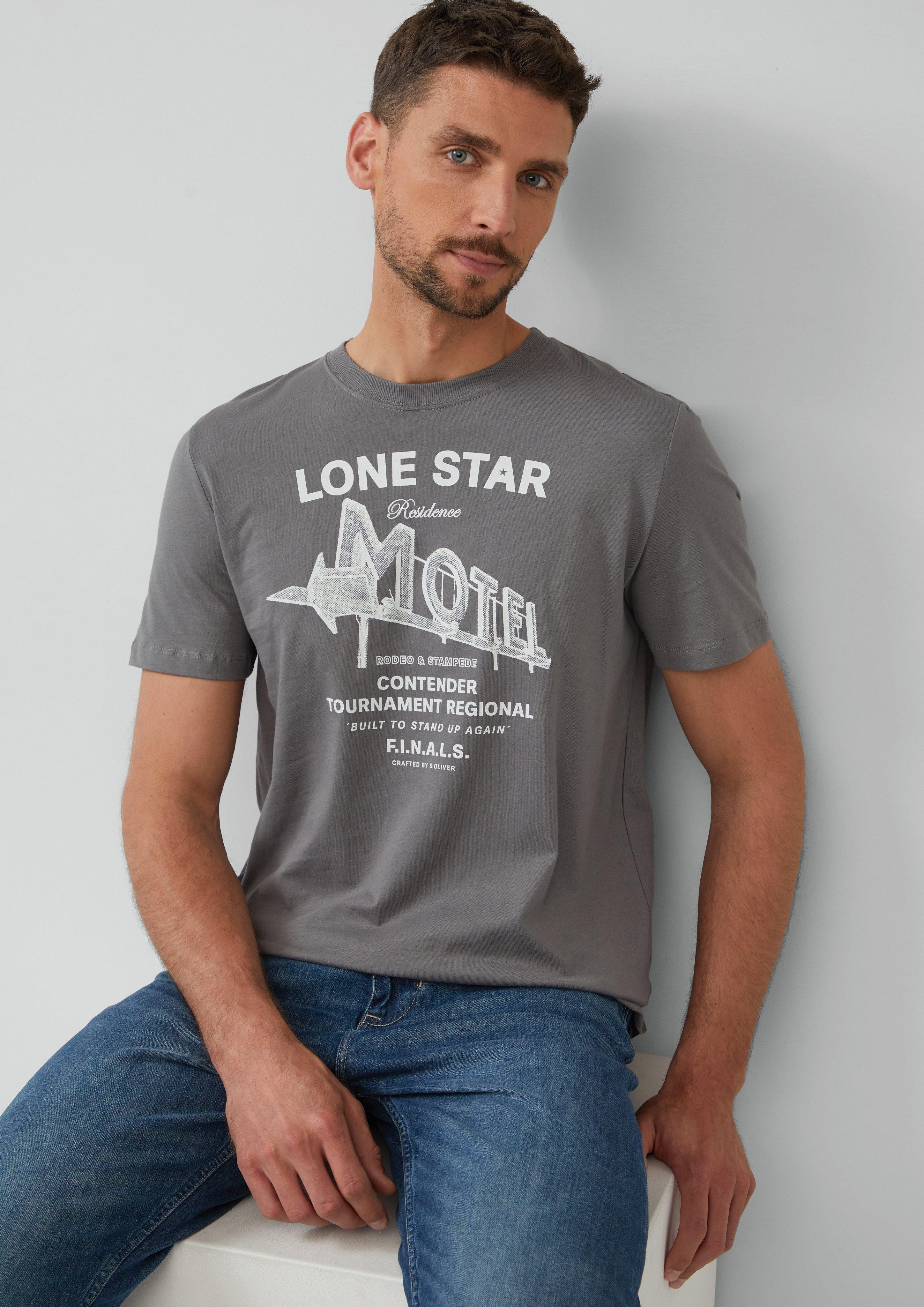 s.Oliver Kurzarmshirt T-Shirt mit Artwork Stickerei günstig online kaufen