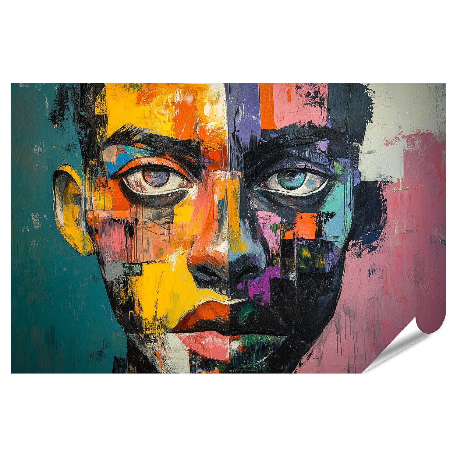 Poster Buntes expressionistisches Gesichtsgemälde